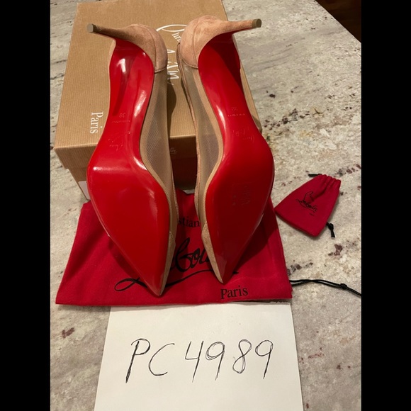 SOLD Christian Louboutin Galativi 70 nude mesh heels 38 - Picture 6 of 12